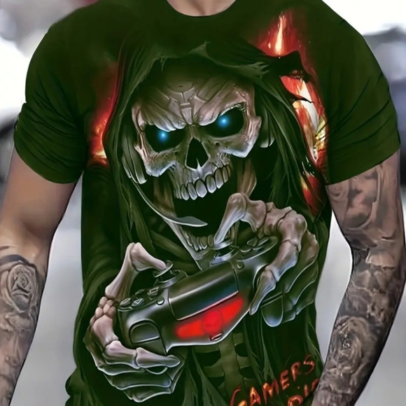 SKELETON 3D MENS GAMING T-SHIRT-FUN GRAPHIC TEE NWOT - Picture 4 of 5